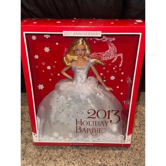 Barbie Other - 2013 Holiday Barbie Collector Edition 25th‎ Anniversary Doll Silver Gown